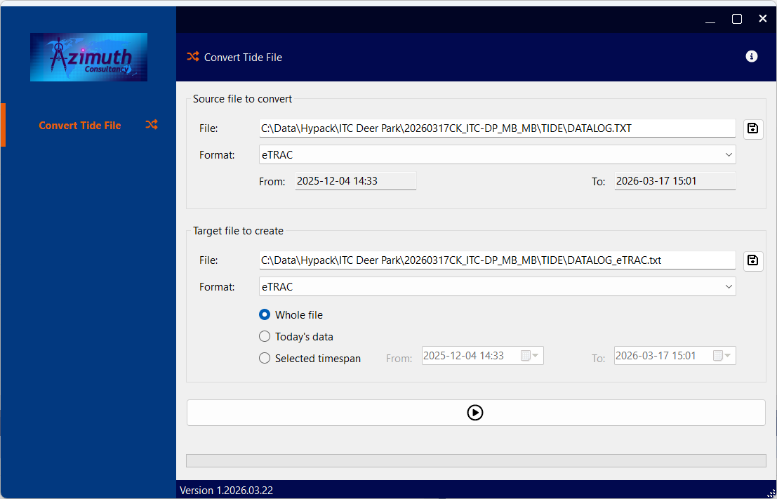 Convert tide file